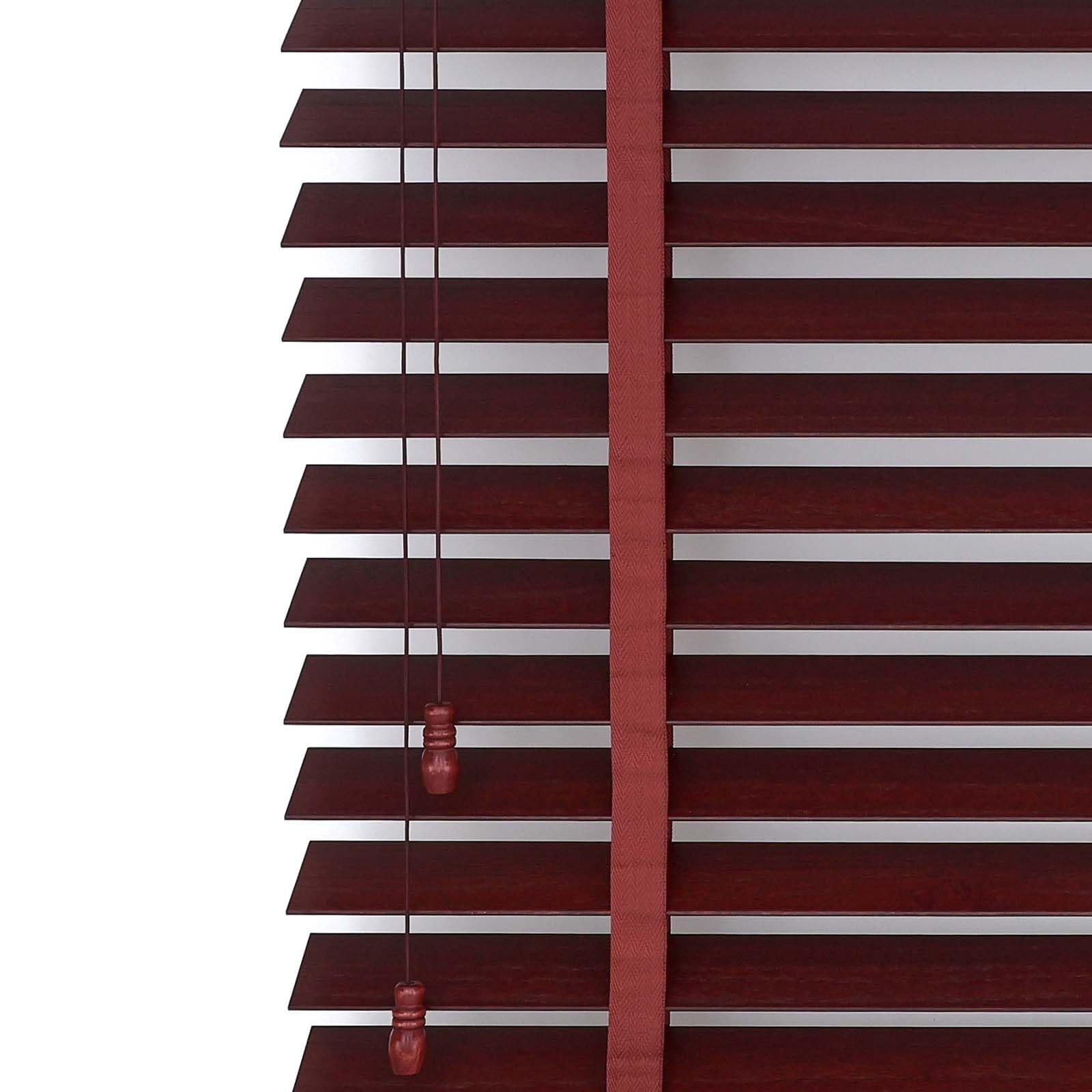 Persianas venecianas de madera de caoba impermeables con láminas de 50 mm para ventana