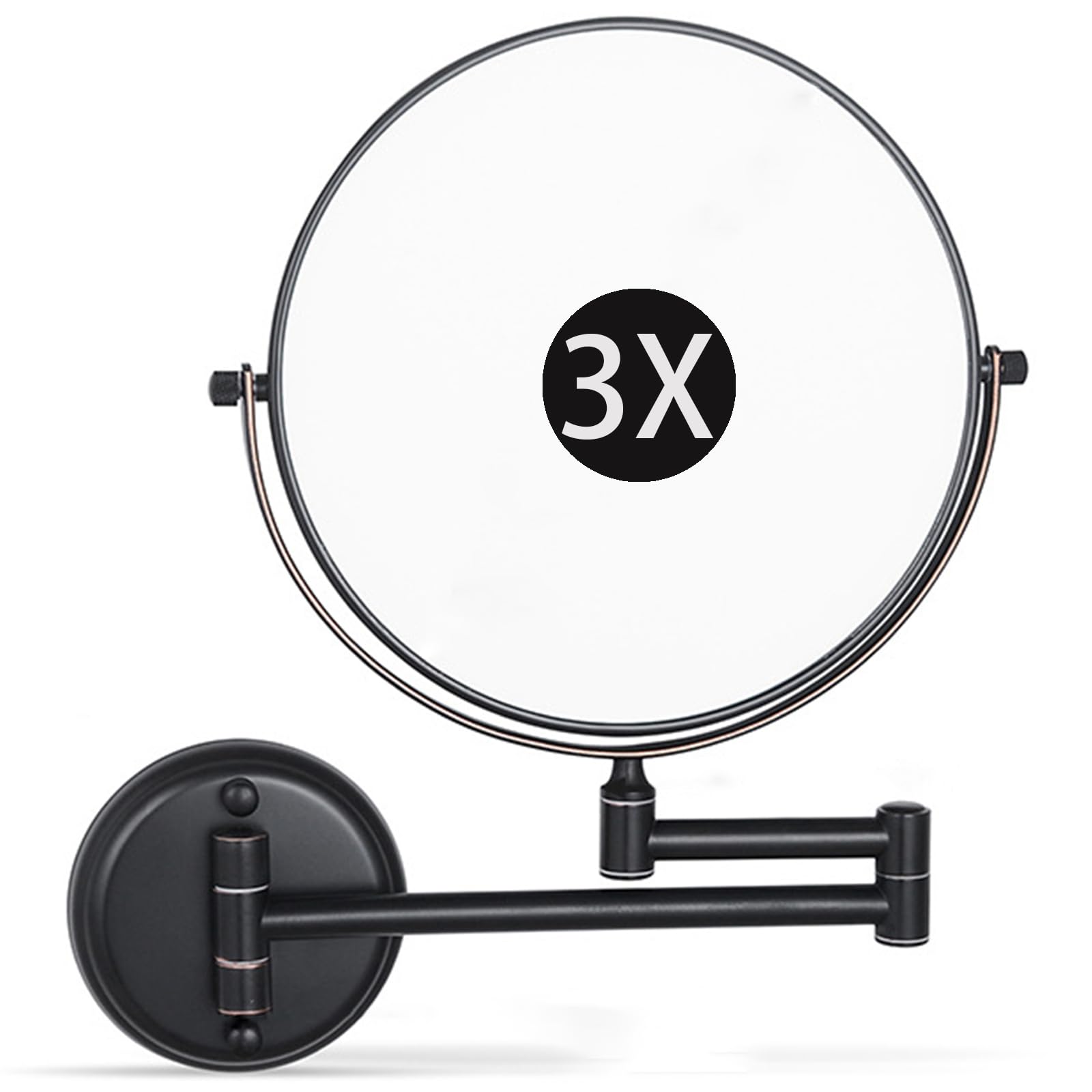 SXFSDOU 6" Wall Mounted Makeup Mirror with Magnification, Double Sided Magnifying Mirror, 360° Swivel Shaving Vanity for Bathroom,ORB,3X