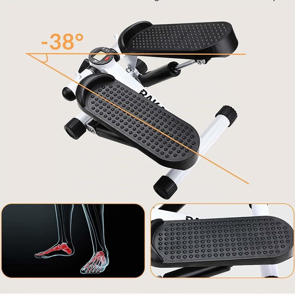 BAKAJI Stepper Entraînement Fitness Cardio Jambes Panches Panches Hanches avec écran LCD Calories Temps et Haltères Elastiques Allenamneté Bras Structure en Acier Inoxydable Pédales Antidérapantes