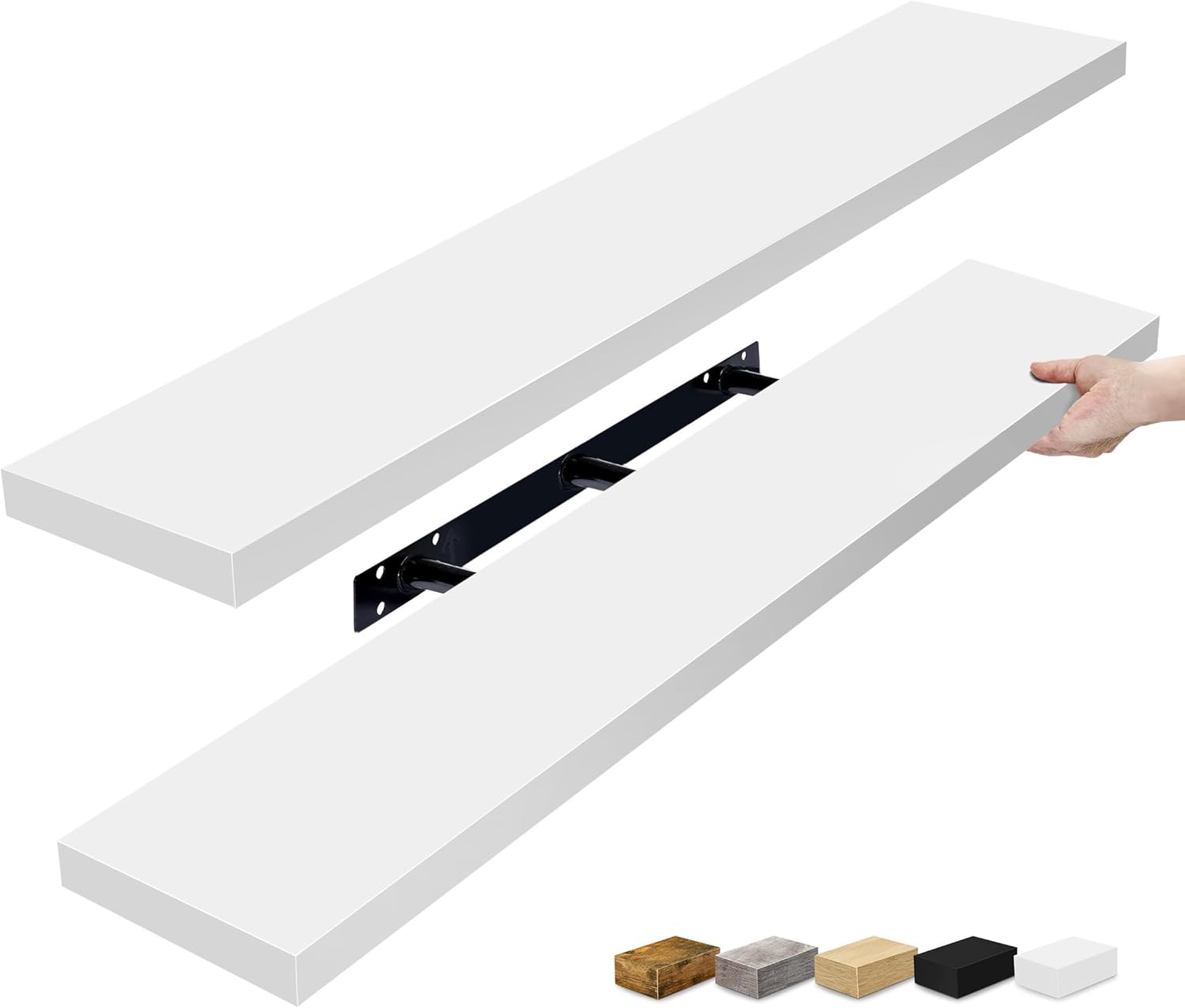 Sorbus Floating Shelves for Wall - 48 Inch Long Bathroom Shelves, Wall Decor for Bedroom, Kitchen, Living Room & Book Storage - Mounted Floating Shelf with Invisible Brackets (White, 2 Pack) White 48 Inch 2 Pack