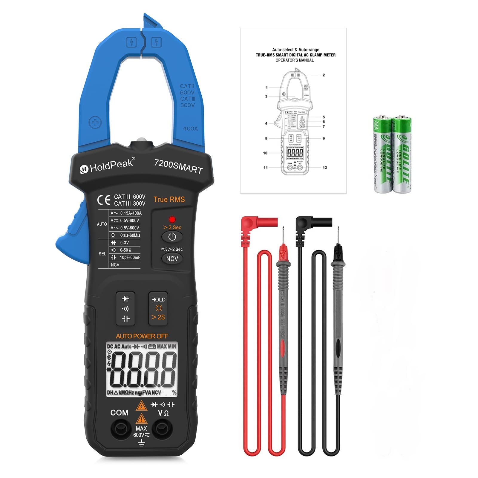Amazon.co.jp: デジタルクランプメーター HoldPeak 7200 SMART AC/DC 