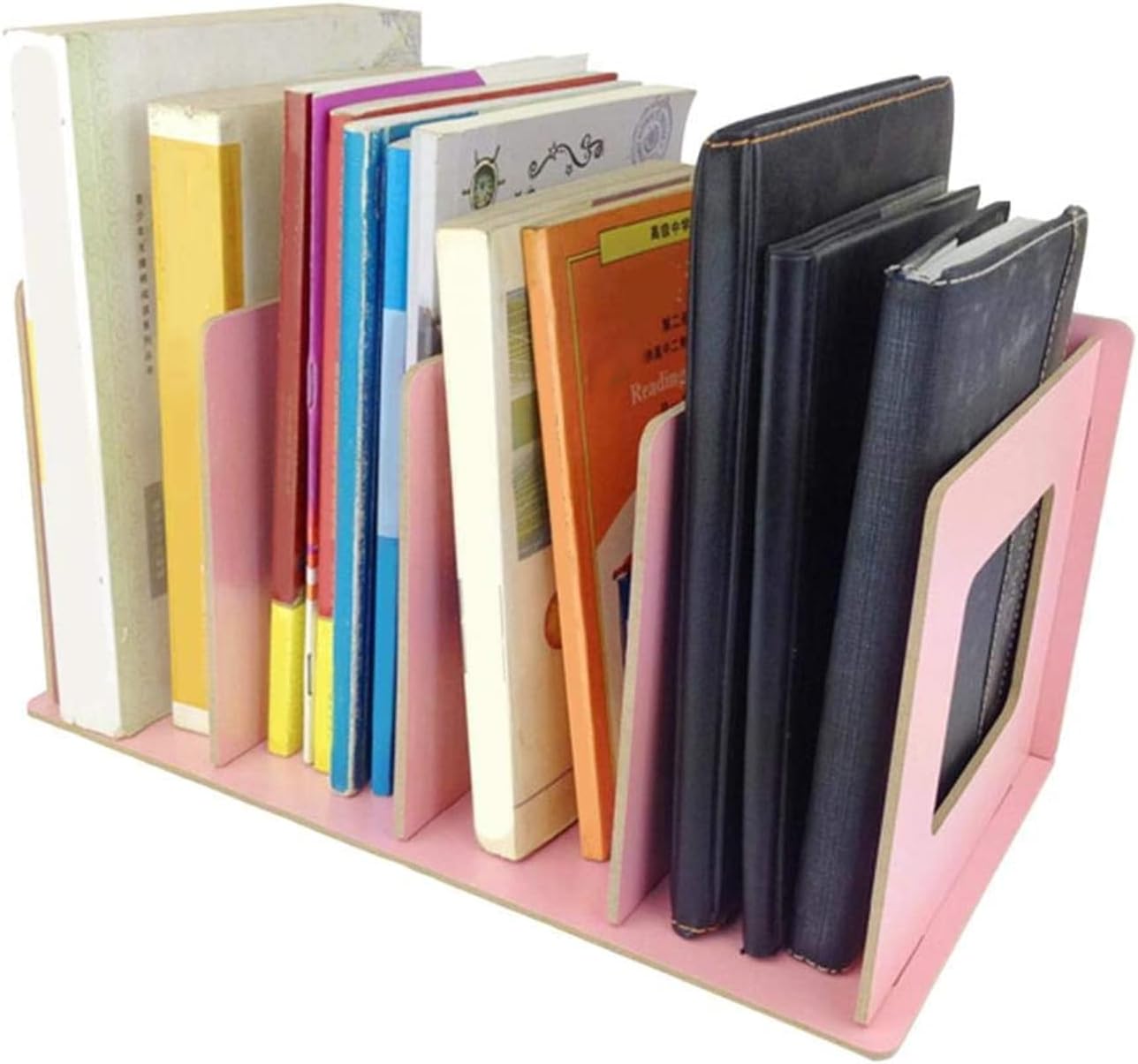 Yosoo Book Rack, Wooden DIY Desktop Bookshelf Rack Books DVD Storage Magazine Holder