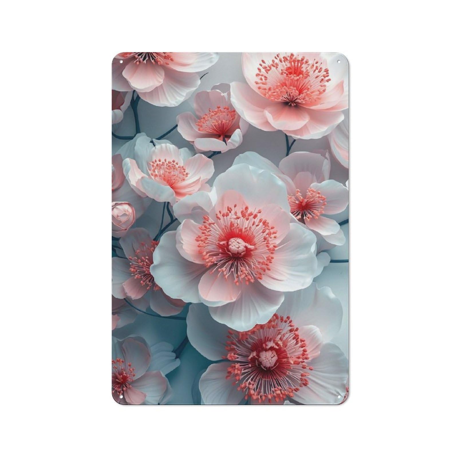 Junmoney Peony Flowers Metal Sign 30X20cm With For Hallway Wall, Vintage Decor, For Garage, Workshop And Man Cave Decoration