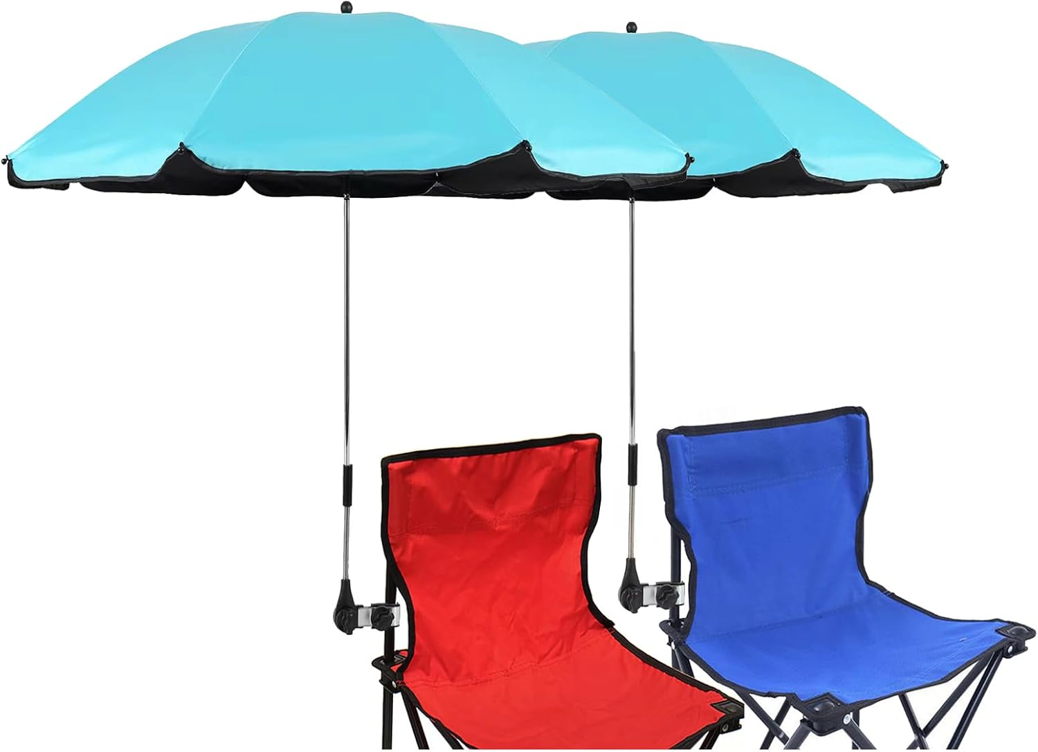 2 Pack Classic 46 Inch D-Blue Portable Umbrellas with Universal Clamp for Patio, Beach, Wheelchair, Golf Carts (Excluding chairs) Blue 2 pack