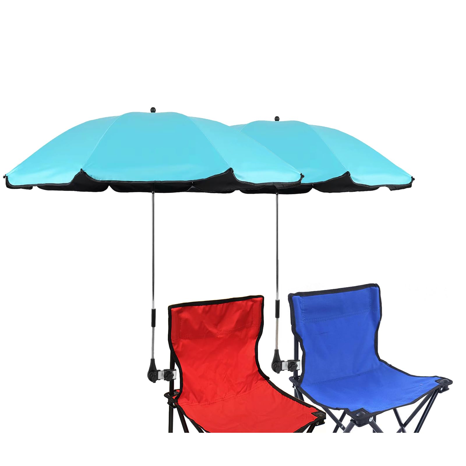 Grandmei Blue 2 Pack Gradnmei 2 Pack Beach Chair Umbrella With Clamp,46 Inches Clip On Parasol For Patio,Wheelchairs,Golf Carts (Blue 2 Pack)