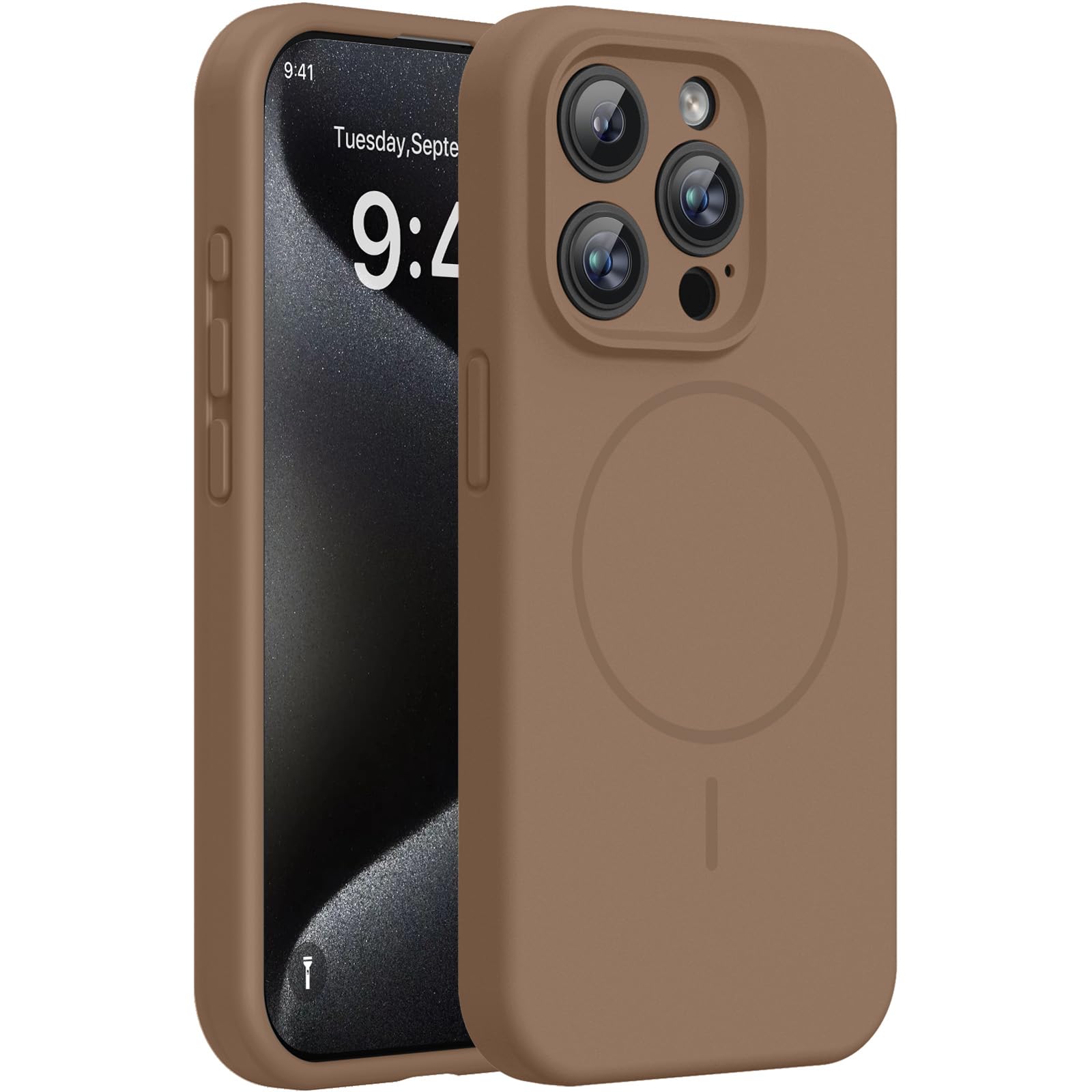 Photo 1 of Miracase Silicone & Magnetic for iPhone 15 Pro Case, Chocolate