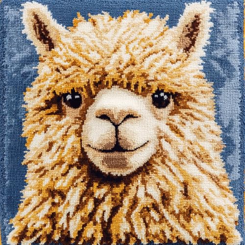 Taxpy Kit Completo de Funda de Cojín con Gancho de Cierre, Animal alpaca Kit de Funda de Almohada, Cojines de Ganchillo para Adultos y Principiantes, Decoración Del Hogar, 43x43cm