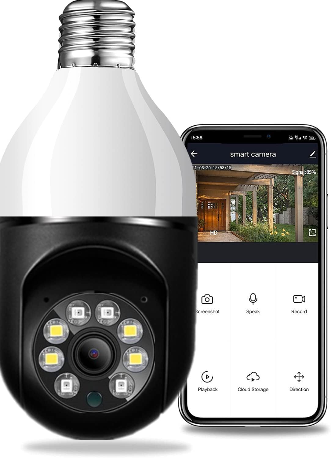 E27 360 Degree Security Cameras Wireless Outdoor, 2.4GHz