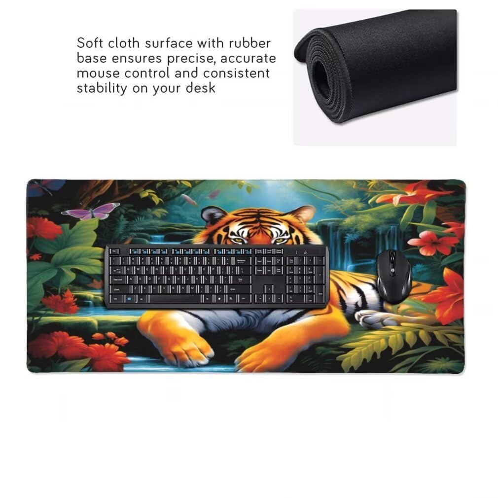 Alfombrilla Raton XXL 1200 x 600 x 3 mm, Mouse Pad Grande Gaming, Alfombrilla de Raton Tigre Tapete Escritorio, Lavable Mousepad para Juegos Y Oficina, Impermeable y Antideslizante (Cascada) -MP1549