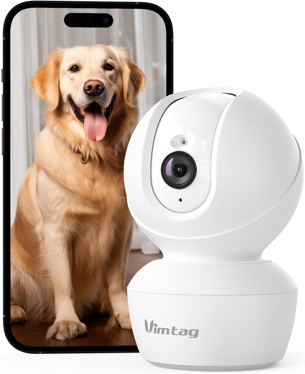 Vimtag 8211 2MP CCTV Camera for Home 2.4Ghz WiFi 360 Degree Security Camera for Shop Indoor Baby Pet Night Vision 2-Way Audio AI Detection Cloud Storage/SD Card Support 2 Years Warranty