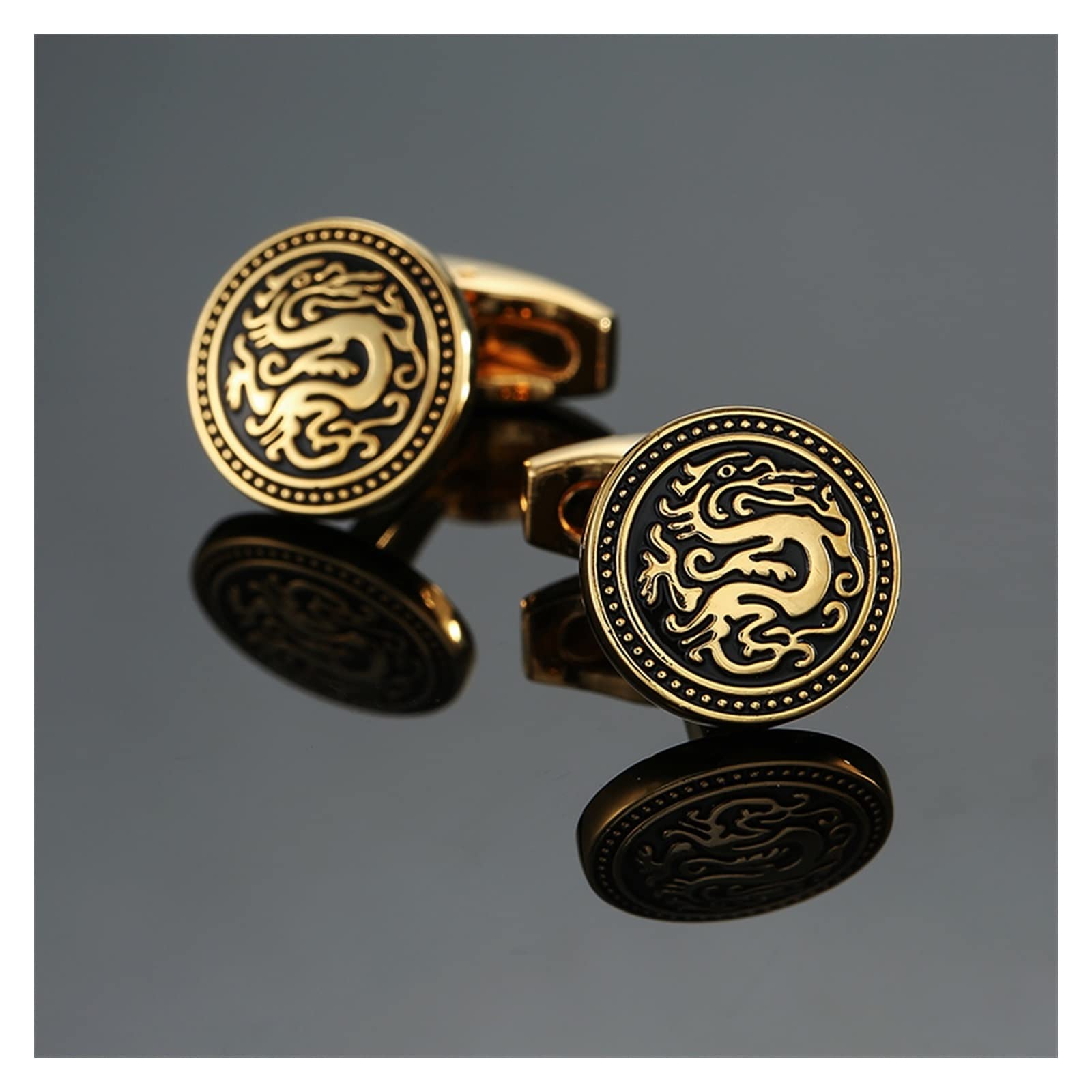 Manschettenknöpfe im 18-Stil, klassisches Gold, silbrig, blau, Retro-Muster, Manschettenknöpfe, Herrenanzug, Zubehör, Hochzeit, Geschäftsgeschenk (Metal Color : 1)