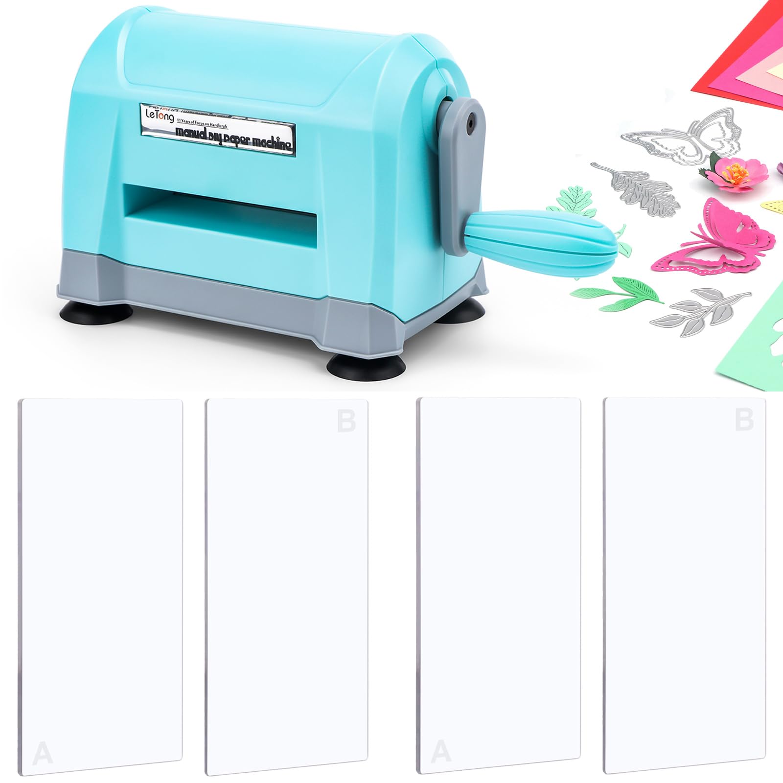 Mini fustellatrice manuale, portatile, fustellatrice e goffratrice per la creazione di biglietti, album di ritagli, lavorazioni con la carta, funziona con fustelle e cartelle larghe o più piccole da