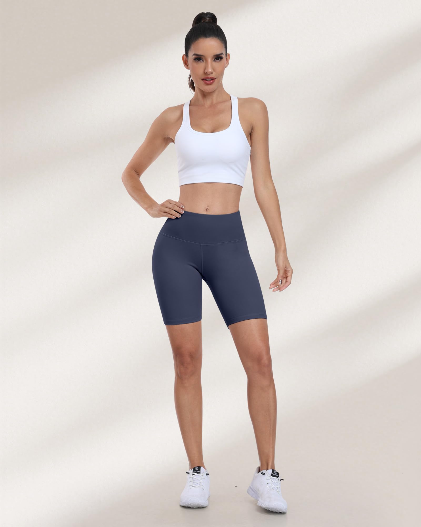 Pantalones cortos de ciclismo para mujer, cintura alta, control de abdomen, suaves, atléticos, gimnasio, yoga — view 2