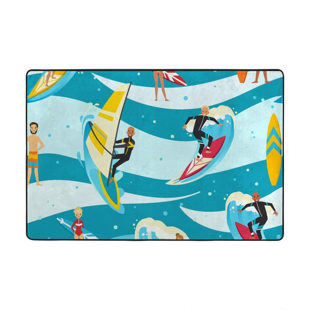 Tapis de sol de salon en velours corail épais motif surf pour chambre