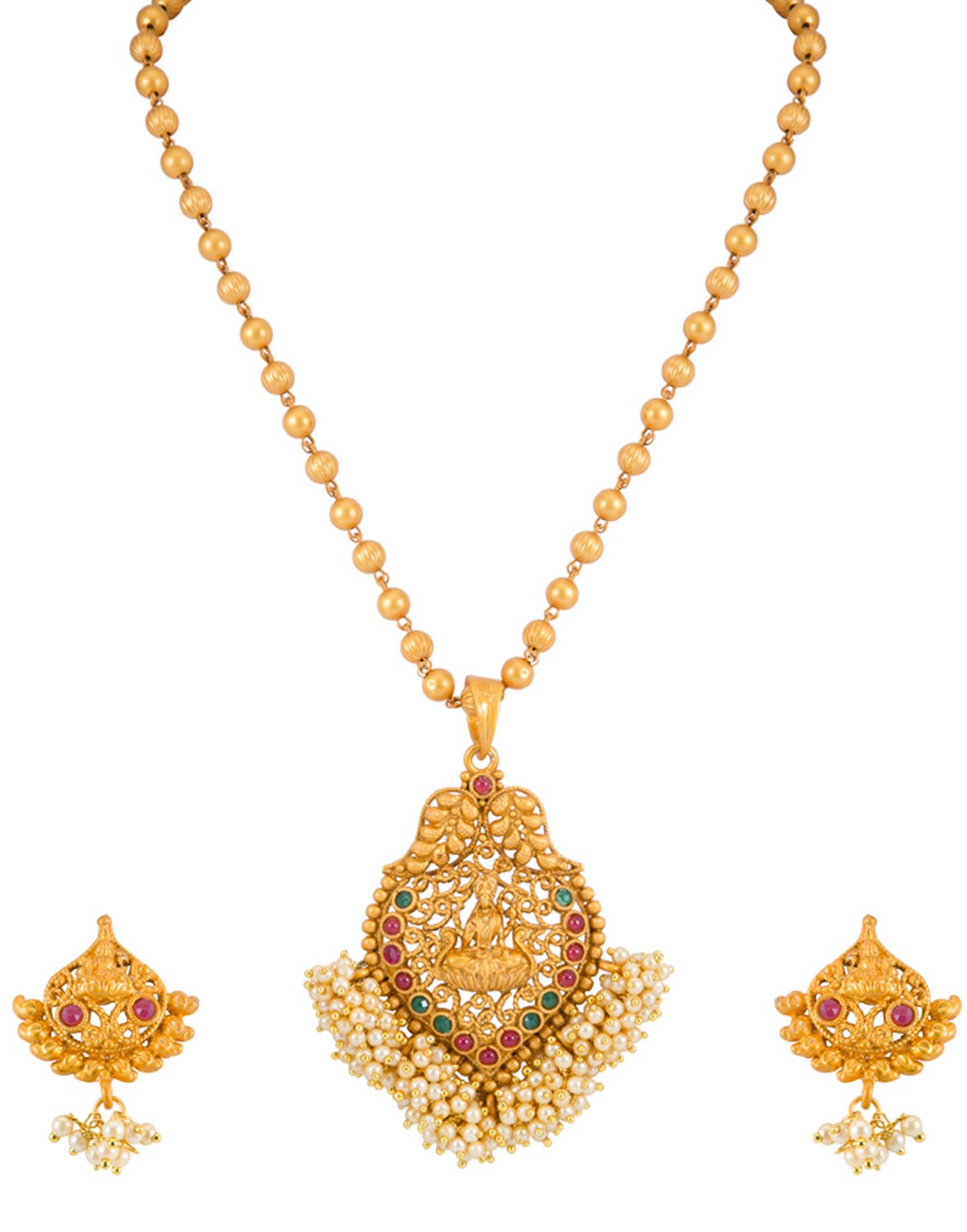 Sukkhi Ethnic Laxmi Gold Plated Temple Jewellery Pearl Long Haram Necklace Set for Women (N72336GLDPRL092017) (B076PV6G84) Amazon Price History, Amazon Price Tracker