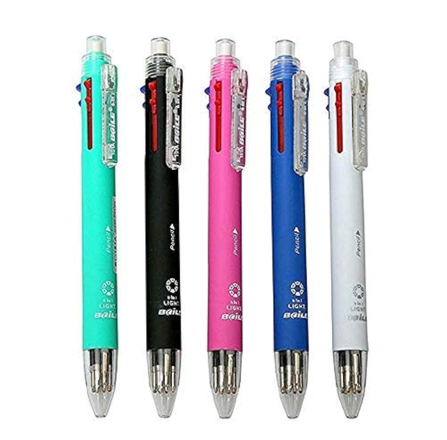 6 In 1- Multicolor Pen + Mechanical Pencil Ballpoint Pen Creative Writing Colorful Multi Ball Point Pens For Office & School Stationery - Set of 5 pens