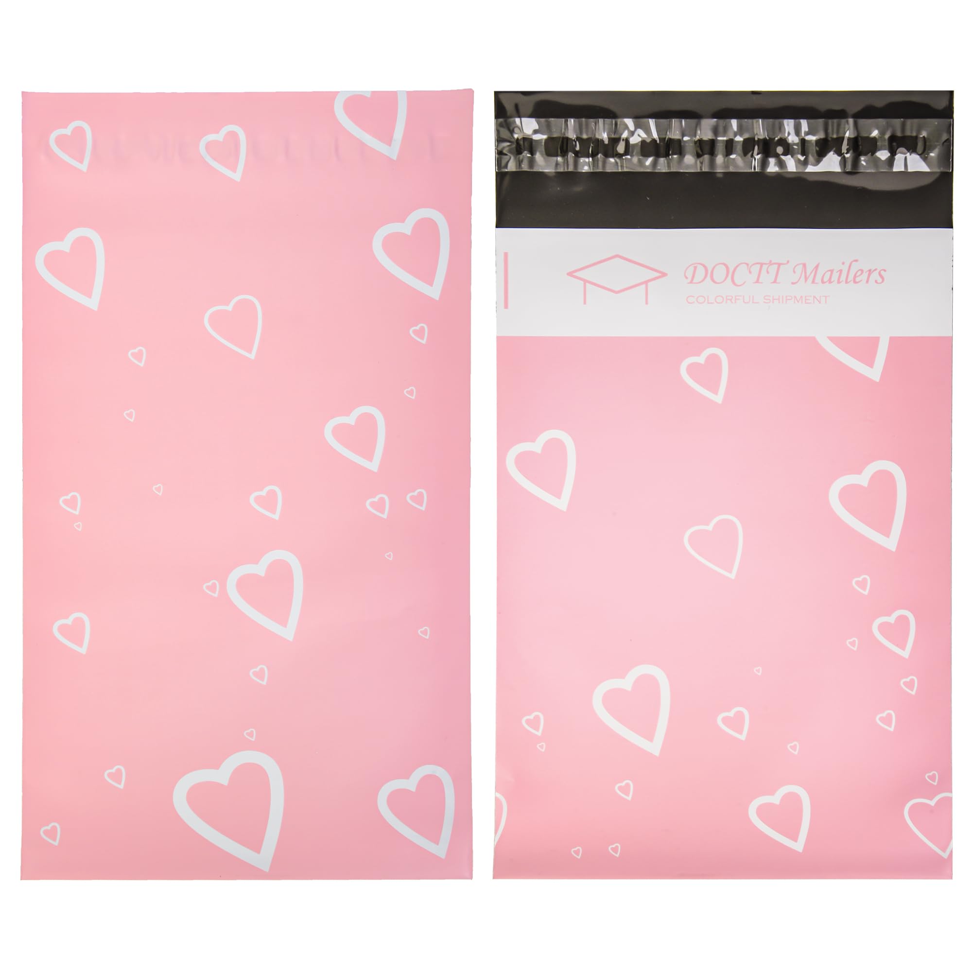 DOCTT Mailers - Poly Mailers 6x9-3.15Mil 100 Pack - Envelopes 6x9 - Poly Bags for Shipping 6x9 - Shipping Bags (Pink Heart)