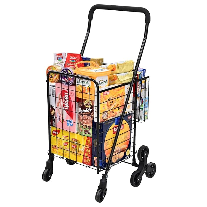 Buy Kiffler Grocery Shopping Cart with 360° Rolling Swivel Wheels Stair Climber Utility Cart