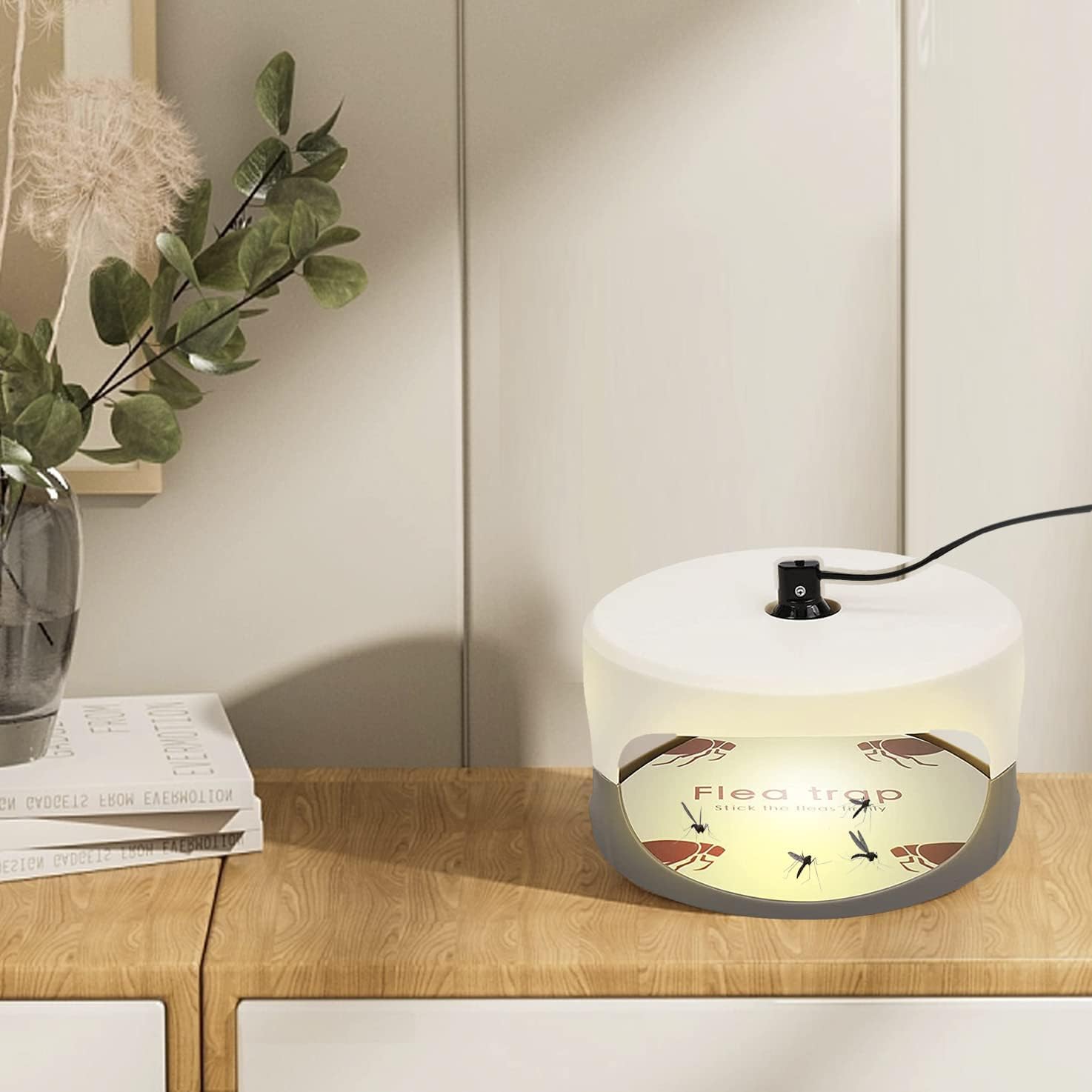 Homarket Flea Trap, Sticky Dome Flea Trap with 2 Glue Discs & 2 Light Bulbs, Pest Control for Flea, Bed Bug, Cockroach,Moths, Mosquito, Fly, Ants