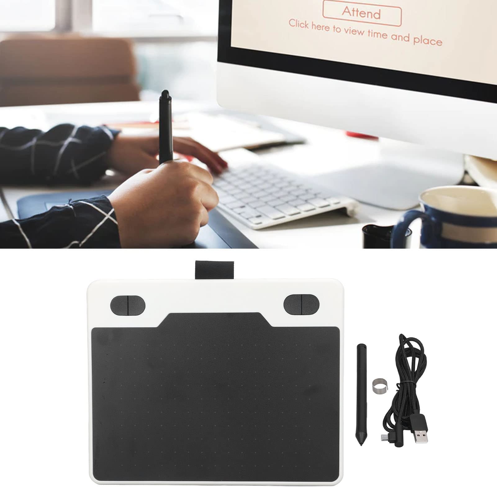 Gráficos Dibujo Tableta Mm 233 PPS 5080 LPI 8192 Niveles Stylus 4 Claves Personalizables Puerto USB Arte Digital Tableta Blanca Gráficos Brazo Tabletanimación de Arte de Arte de Tabletdigital (#1)