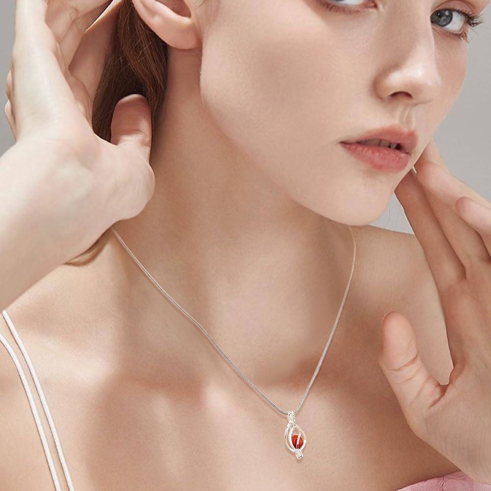 1pc 925 Sterling Silver Cage Charm Silver Water Drop Bead Cage Pendants Oval Hollow Big Cages Charms Bead Locket Pendants for Women Pearl Necklace Jewelry Making - Image 6