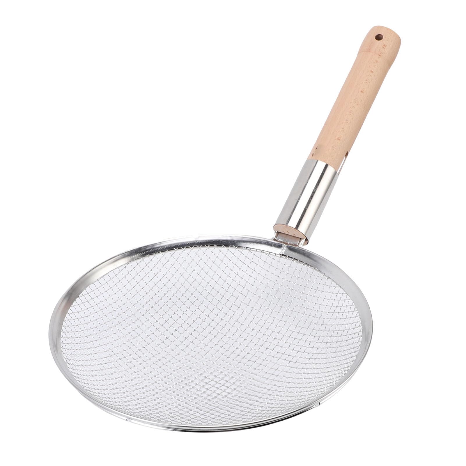 Wakects Schaumlöffel, Edelstahl, Feinmaschiges Sieb mit Holzgriff, 25,4 Cm Griff Zum Braten von Suppen und Heißen Töpfen, Zum Abschäumen von Öl, Filtern von Lebensmitteln in der Heimischen Küche
