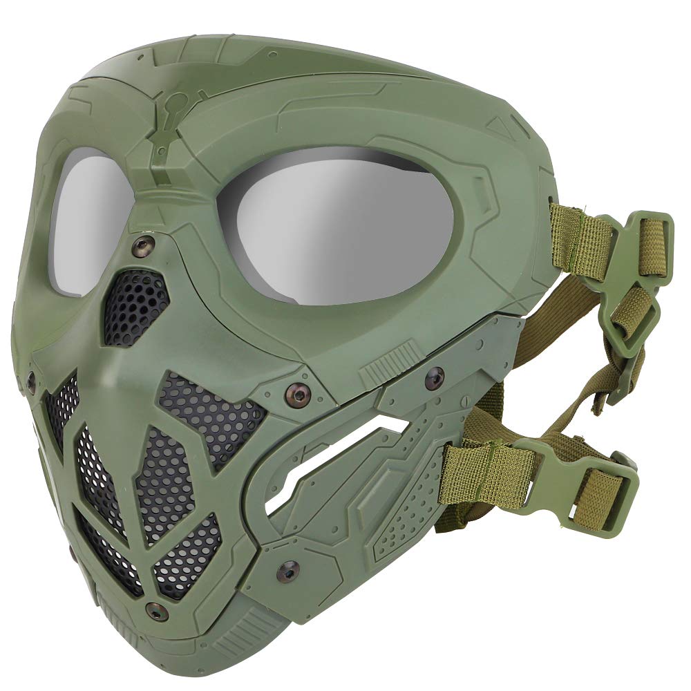 Airsoft Mask, Protective Full Face Tactical Mask for BB Gun/CS Game Man&Women (Green)