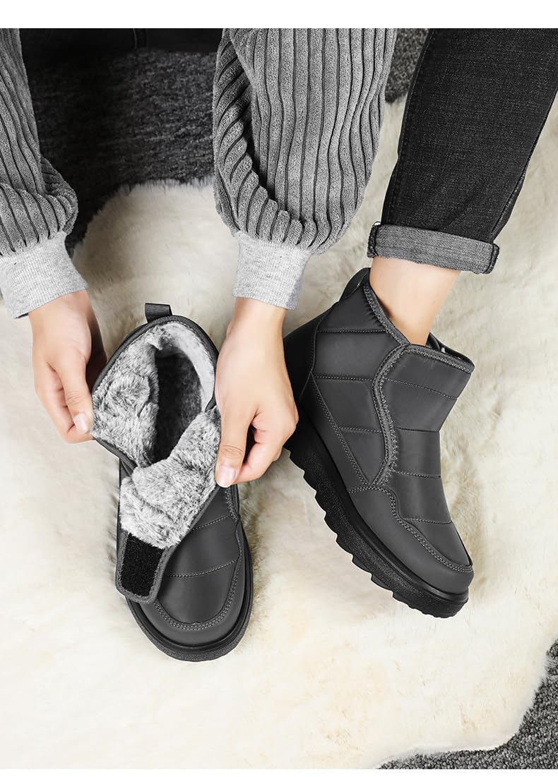 Botas de nieve de invierno para hombre, con forro de piel, botines