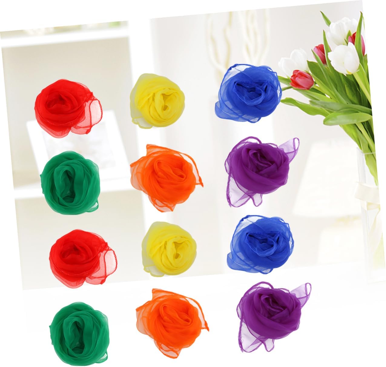 GALPADA 36pcs Mini Square Silk Dance Scarves Imitated Silk Scarves for Boys and Girls Lightweight Juggling Dance Accessories for Performance Random Color