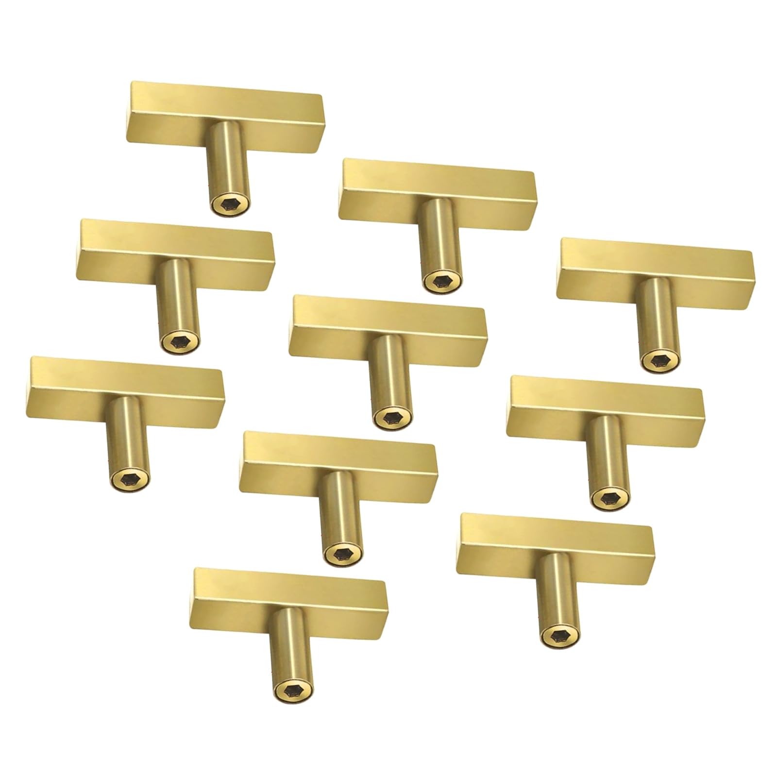 Newft 50Mm Long 10Pcs Gold Cabinet Pull Stylish Brushed Brass Handles Rustproof Cabinet Knob Upgrades For Kitchen & Bathroom Drawers Kitchen Cupboard Handles