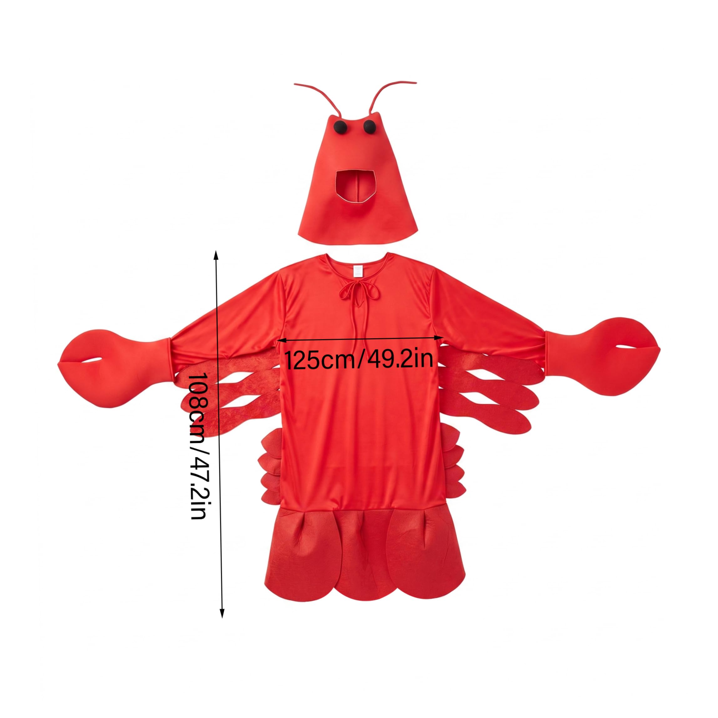 Costume da aragosta, costume unisex da creatura marina, design facile da infilare, tessuto morbido e traspirante, tutina da aragosta per feste di Halloween, cosplay, rosso