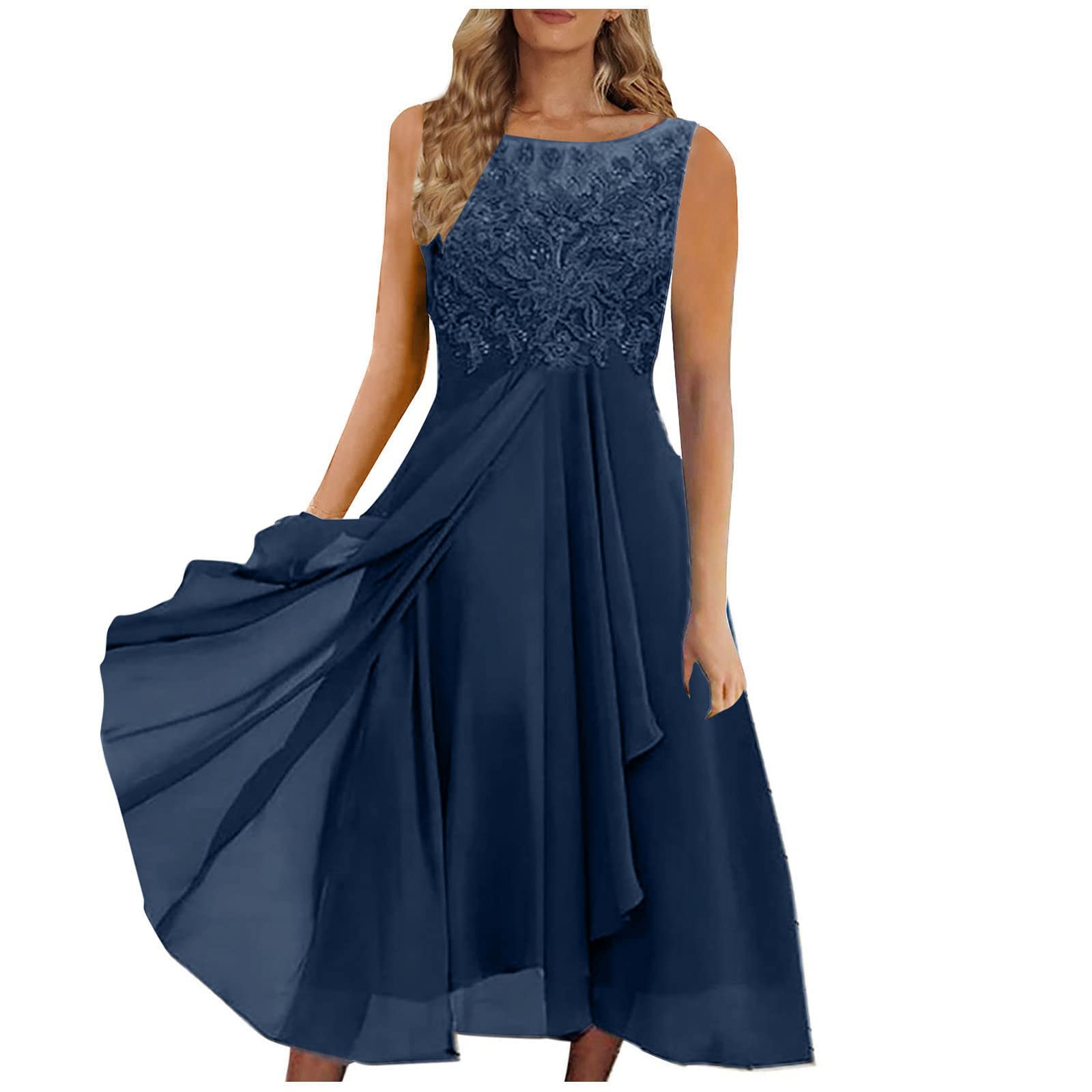 Partykleid Für Die Mutter Der Braut Rundhalsaussch Produktbild-Vorschau 4