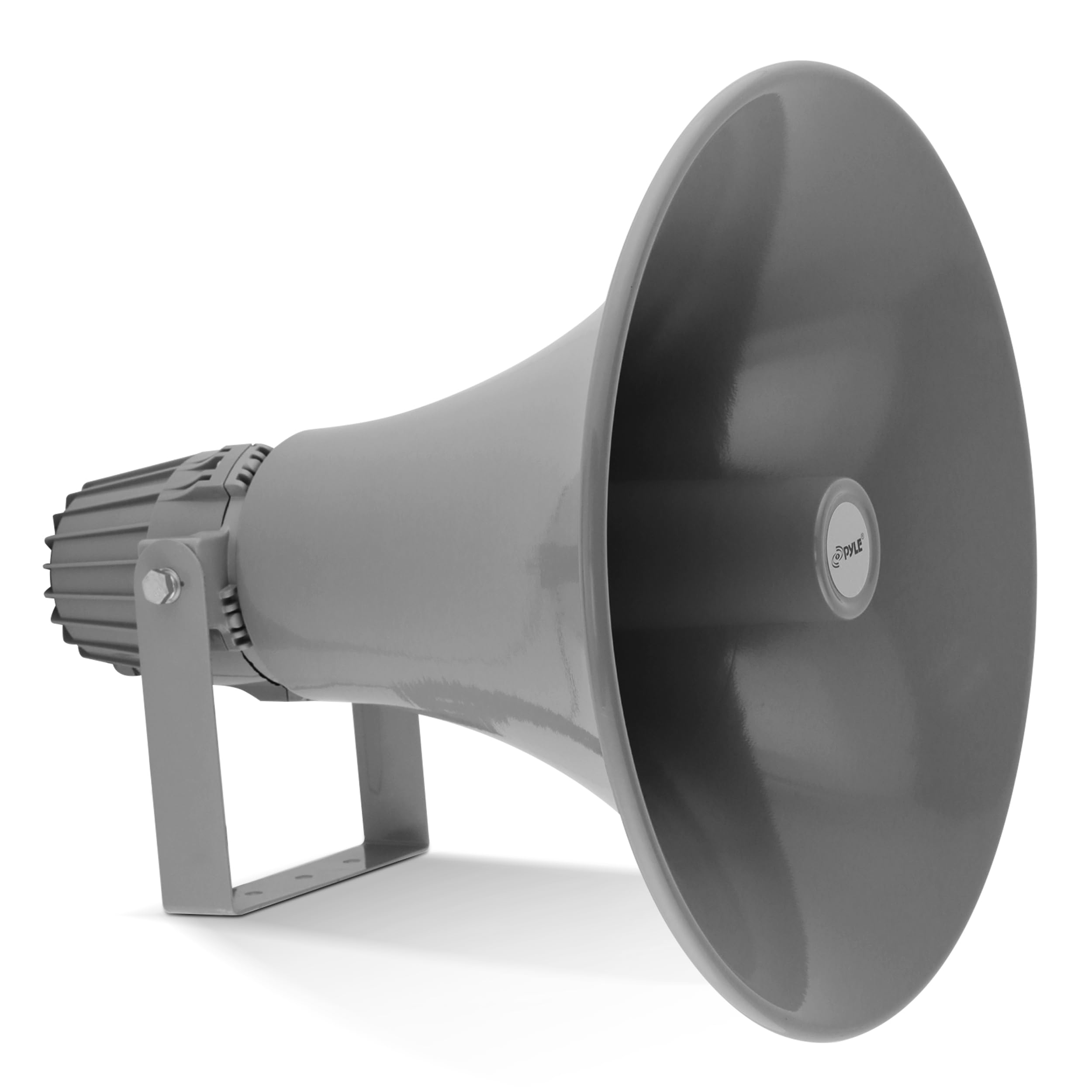 PA Horn Speaker - 16' 80W Compact Loud Sound Megaphone with 400Hz-5KHz Frequency, 16 Ohm, 100V/70V Transformer, Mounting Bracket, Ideal for Indoor/Outdoor Audio Systems (PHSP16, Gray)