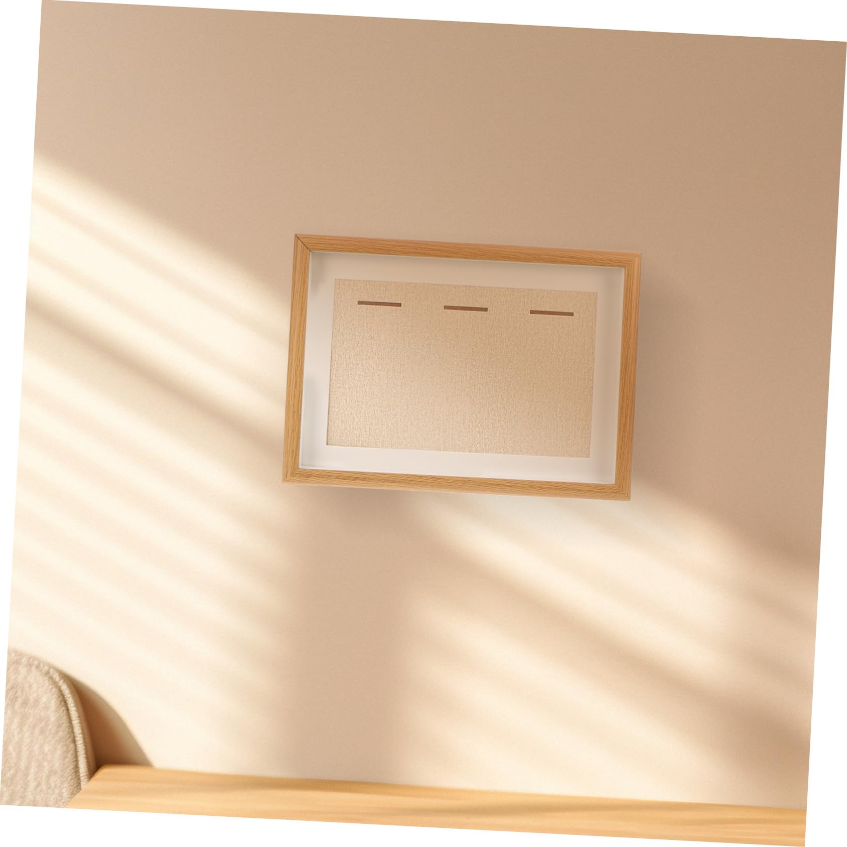 GLEAVI Cornice Portamedaglie 3 Pezzi Beige in Legno, Vetro e Acrilico