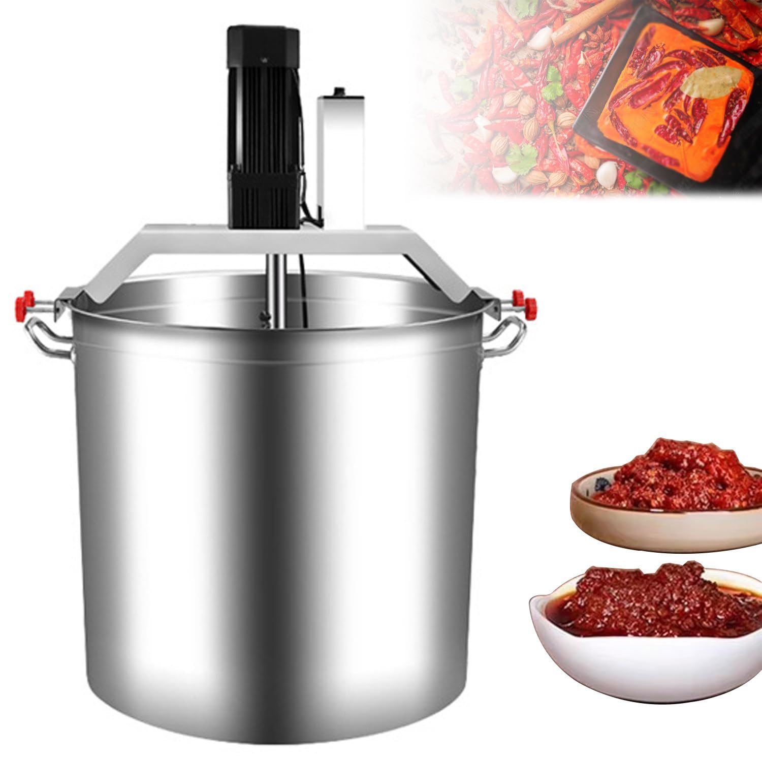 AYCDL Automatic Pot Stirrer Mixer, 180W Stainless Steel Food Mixer for Hot Pot Seasoning and Sauce, One-Button Start, Adjustable Stirring Speed, 40L/80L Capacity,80L