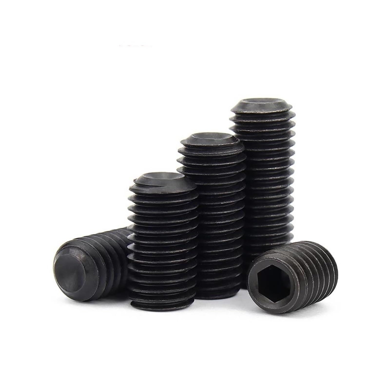2/50 Pcs M3 M4 M5 M6 M7 M8 M10 M12 Fijne Draad Zwart 12.9 Staal Hex Hexagon socket Allen Cup Point Grub Headless Bolt Set Schroef (Color : 10pcs M8x1x12
