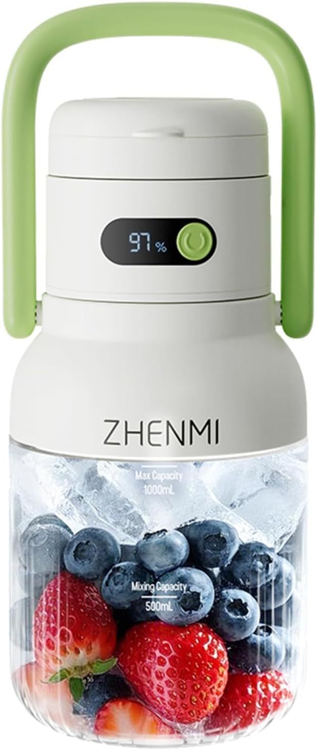 Centrifugeuse Portable pour Jus de Fruits et Légumes, Moulinette Personnelle pour Smoothies et Milkshakes, Mixeur à Boire Rechargeable, Couvercle Étanche avec Bec Verseur, Charge par USB-C pour Voyage
