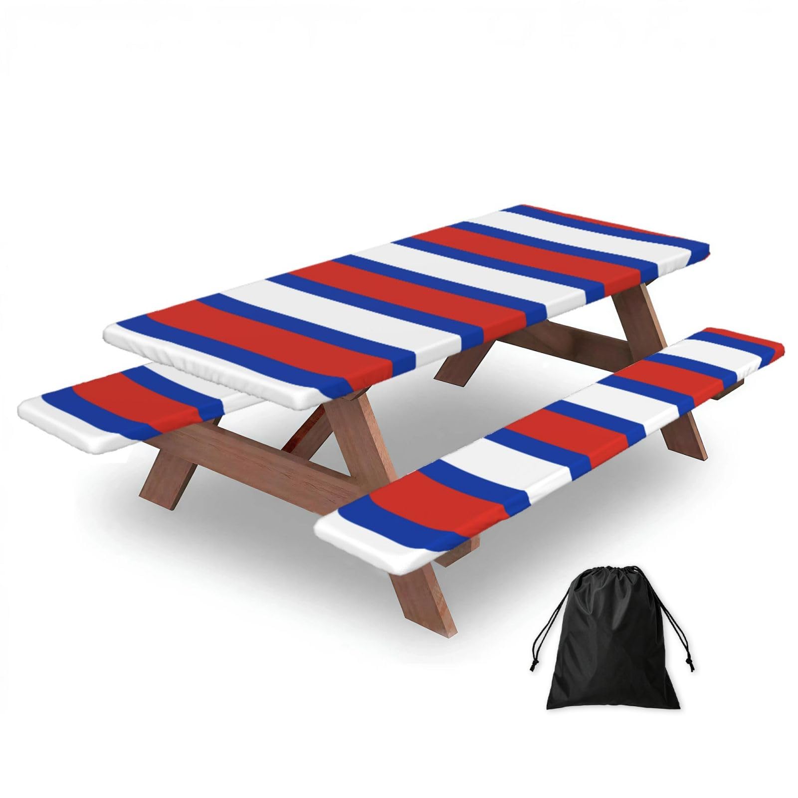 Yqxwjl Black Russian Flag Print Camping Essentials Waterproof Camping Table And Bench Cover With Drawstring Bag 183 Cm