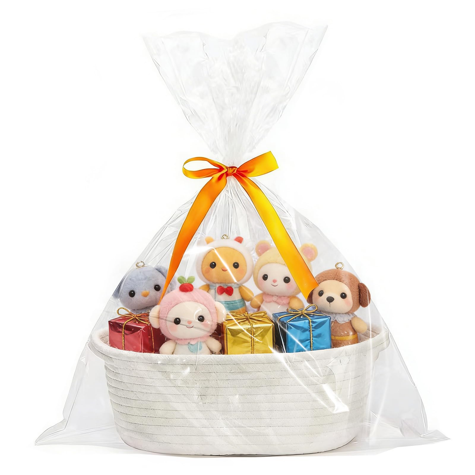 HhBdy Gift Basket, Hamper Baskets for Gifts Empty 30 × 12 cm Hamper Basket Cotton Baskets for Gifts with Gift Bag and Ribbon for Baby Shower Wedding Birthday Storage Easter (White)