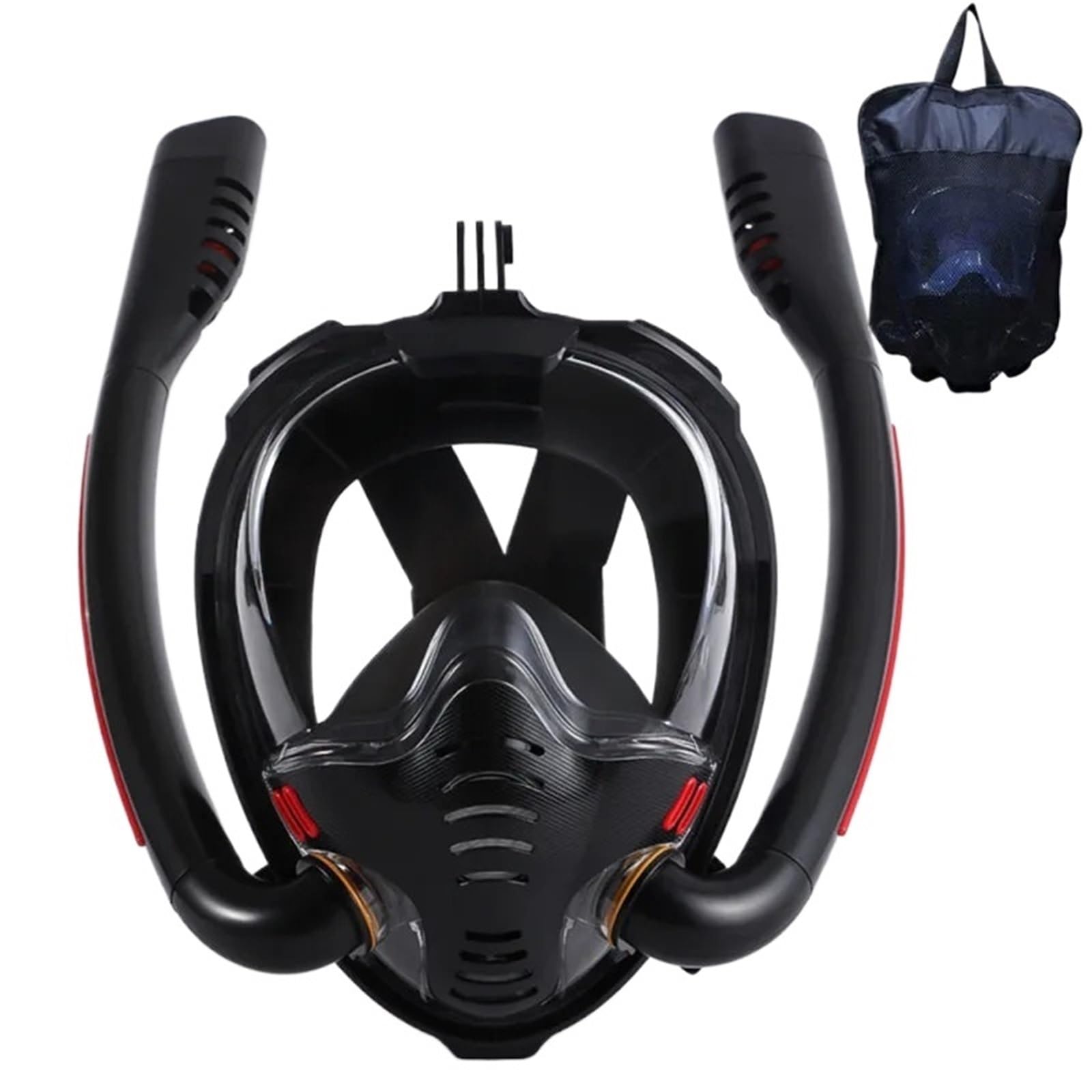 Buceo Máscara de Snorkel Máscara de Snorkel de Doble Tubo de Silicona, máscara de Buceo Completamente Seca, máscara de natación para Adultos, Gafas de Buceo
