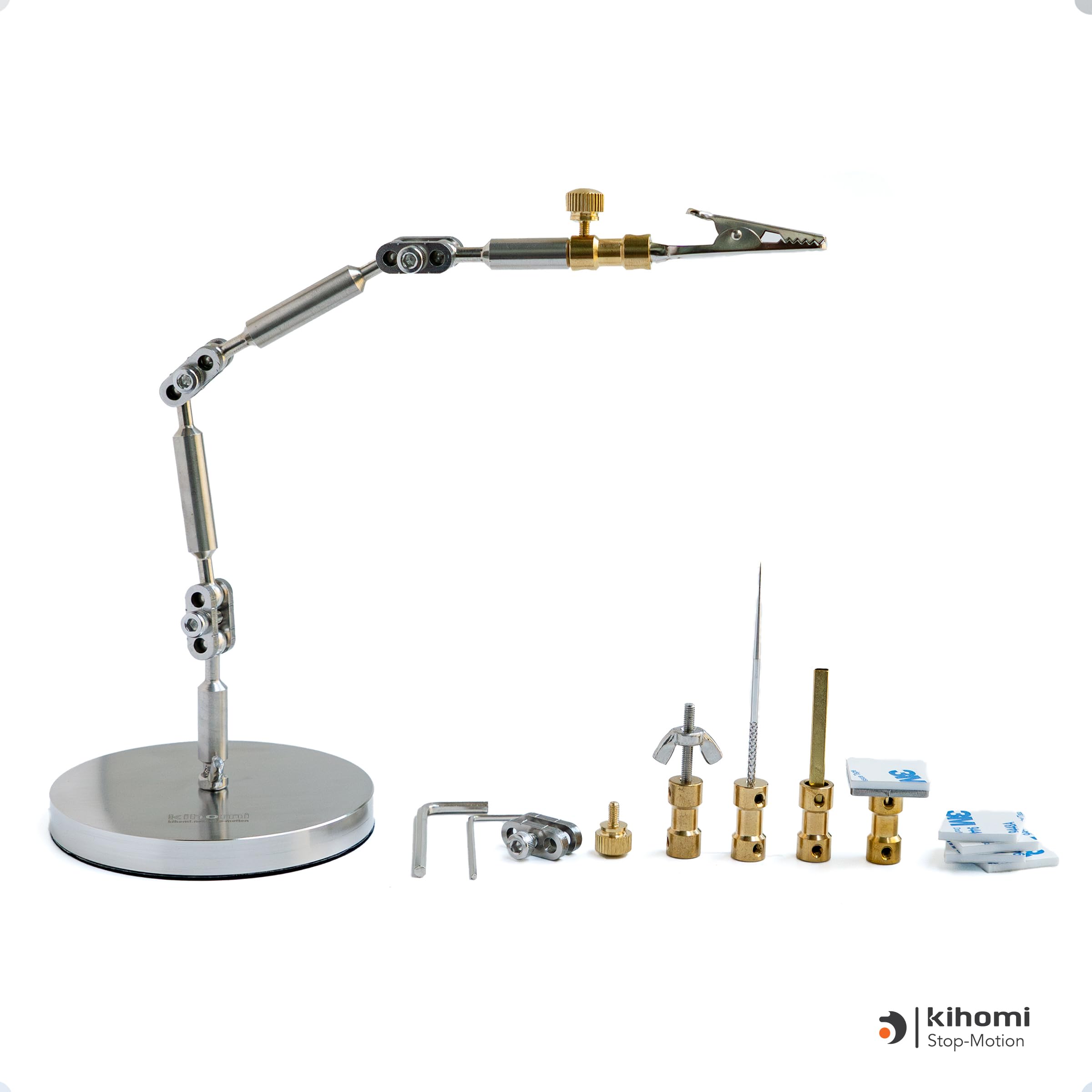 Stop Motion Animation Rig – Pro Armature Kit mit verstellbarem Edelstahlarm für Tonmation und Puppen, 5 Anschlüsse, 180 g Last, ideal für Frame-by-Frame-Bewegungssteuerung in Studio-Projekten