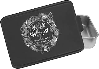 Personalized Aluminum Cake Pan with Lid by iProductsUS – Custom Engraved Gifts for Birthdays, Mother's Day - Made In USA - Ideal for Baking - (9"x13" Rectangular, Black)
