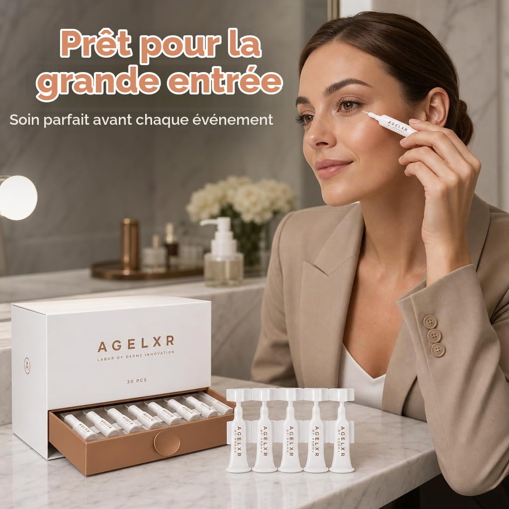 Sérum Instantané Anti Rides - Anti Taches et Anti Cerne Yeux - Crème Visage Anti-Âge à Base d’Argireline® - Raffermissante et Liftante - AGELXR (30 Ampoules à 0.6ml) - pour Femmes et Hommes