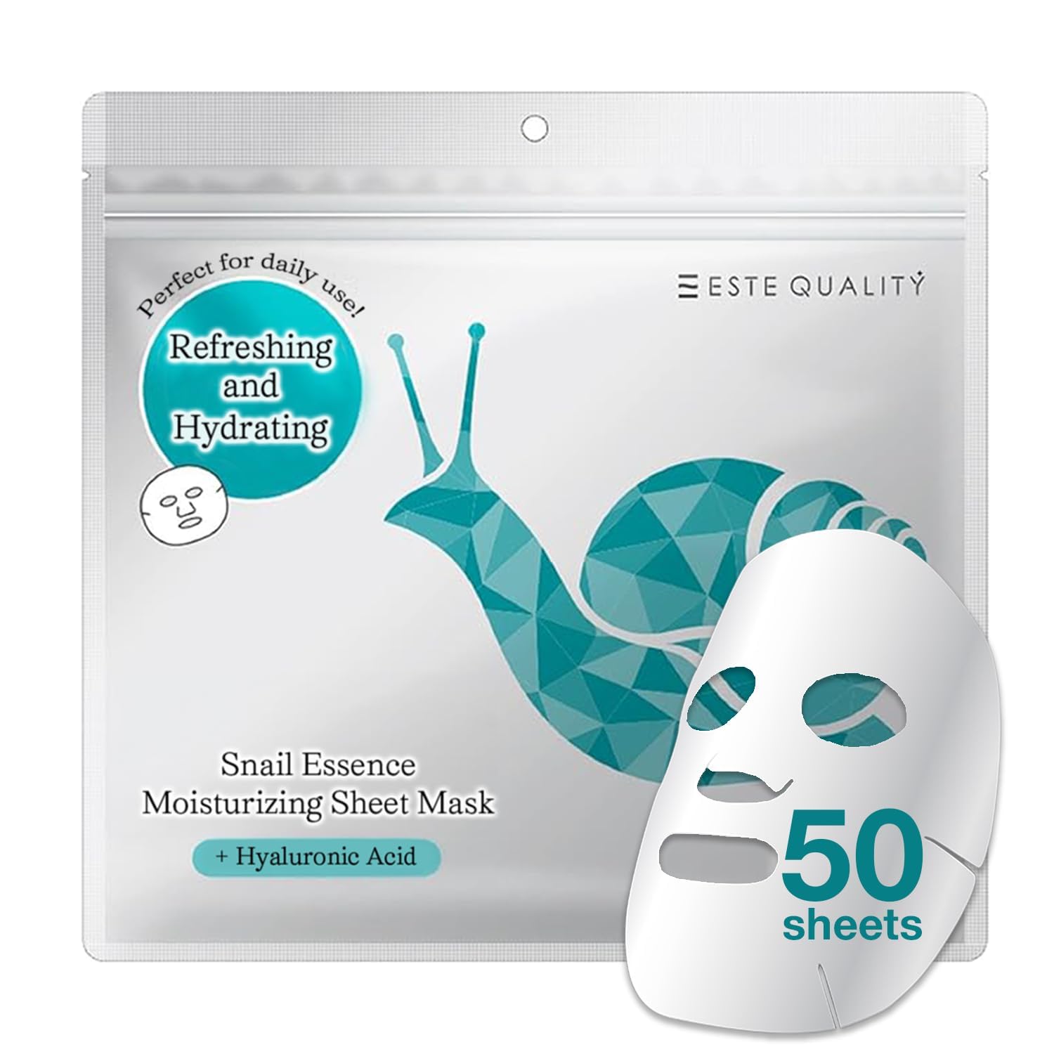 Amazon.com : ESTE QUALITY Snail Essence Facial Sheet Mask 50