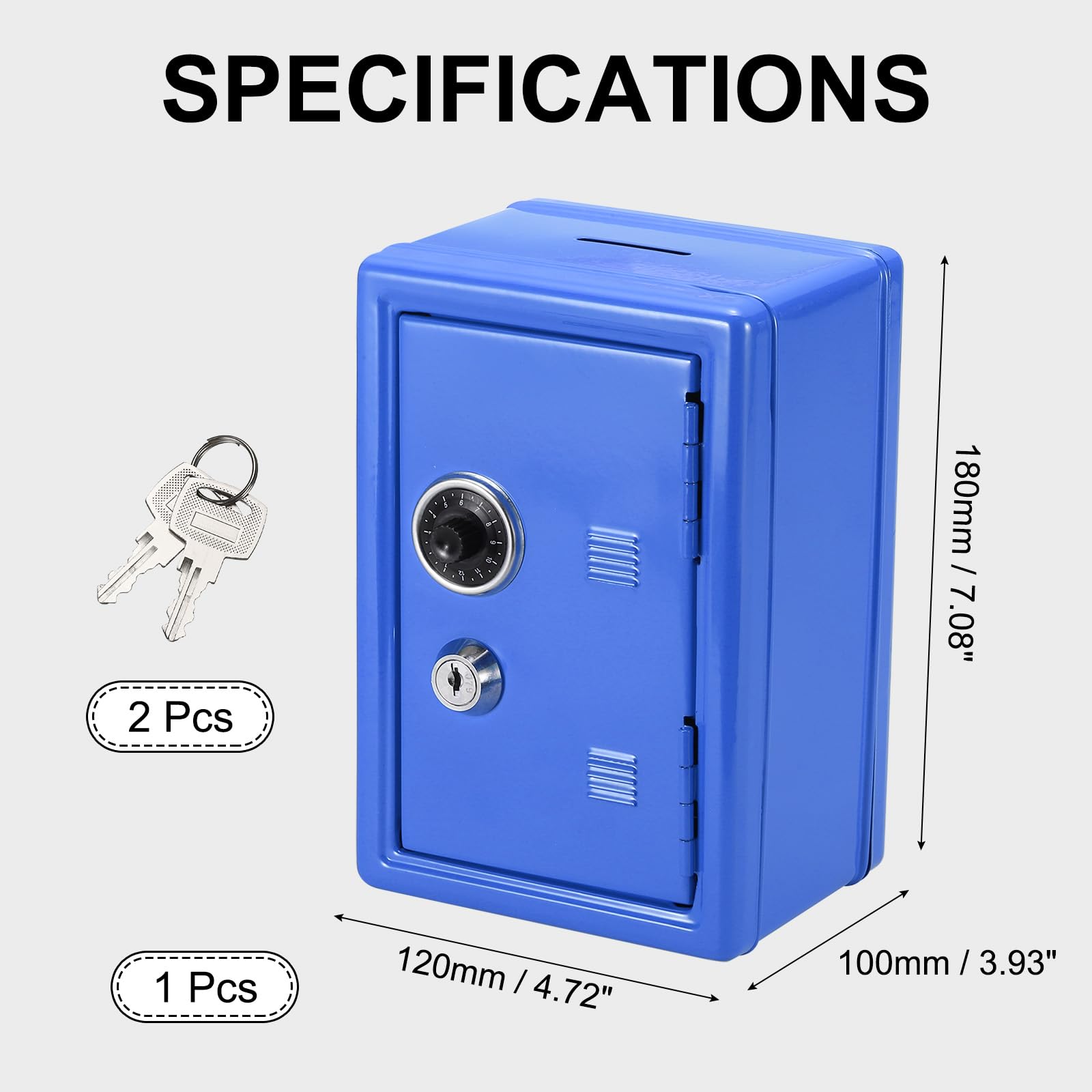PATIKIL Tirelire cochon avec serrure, 7,1 x 4,7 x 3,9 cm (bleu foncé)