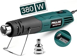 Mini Heat Gun, PRULDE 380W 2-Temp 480°F-850°F (250°C-450°C) Fast Heat Hot Air Gun with 6.56Ft Cord & Reflector Nozzle for Vinyl Wrap, Crafts, Embossing, Shrink Tubing/Wrapping, Epoxy Resin