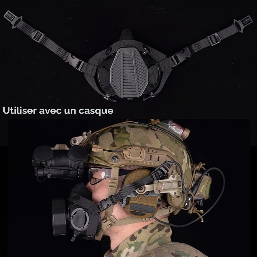 Demi-masque tactique SOTR Respirateur pour opérations spéciales Microphone intégré Communication Filtre remplaçable Masque anti-poussière Wargame