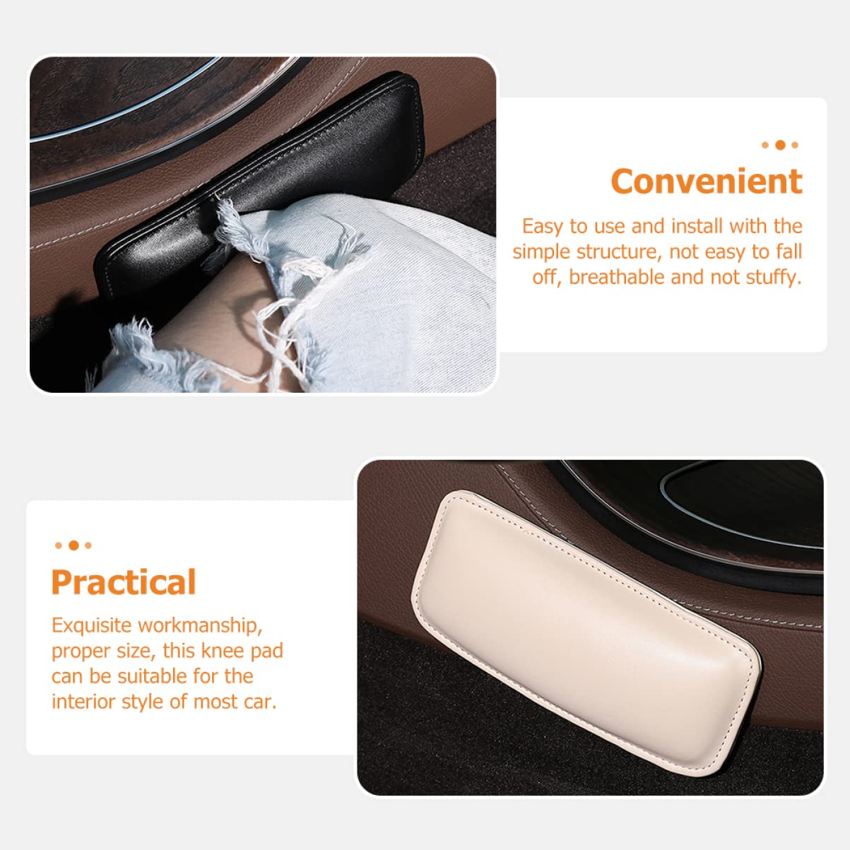 LALADEFIEE 2Pcs Car Knee Pads PU Leather Leg Cushion for Thigh Support Ergonomic Design for Pressure Relief Durable and Stylish Car Accessories