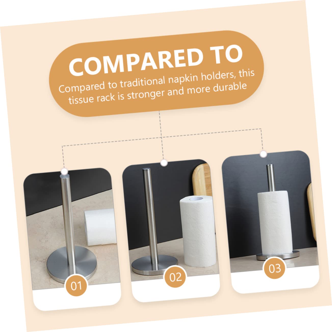 TOPBATHY 1pezzi Porta Rotolo Carta Cucina in Acciaio Inox Supporto per Carta e Fazzoletti Design Semplice e Moderno per Cucina o Ufficio