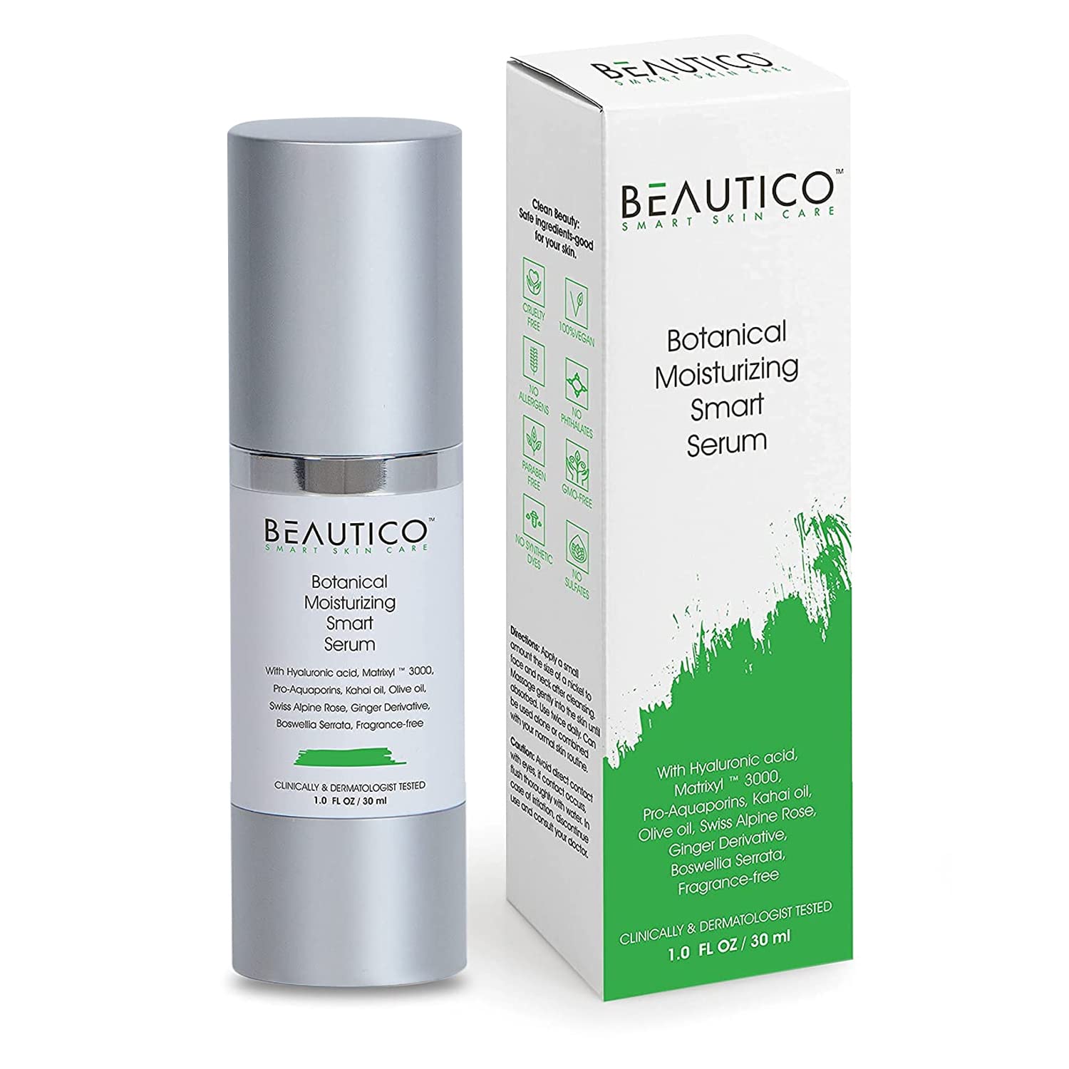 All-In-One Anti-Aging Moisturizing Serum for Wrinkles, Fine Lines, Skin Firming, Hyperpigmentation, Dark Spots - Vegan Face Hydrating Skincare Collagen Moisturizer with Hyaluronic Acid, Peptides - 1.0 Oz